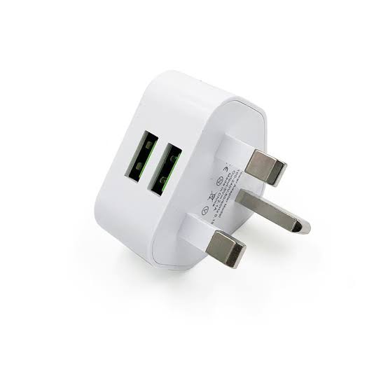 3 Pin 2 port UK Travel Plug Adapter Char